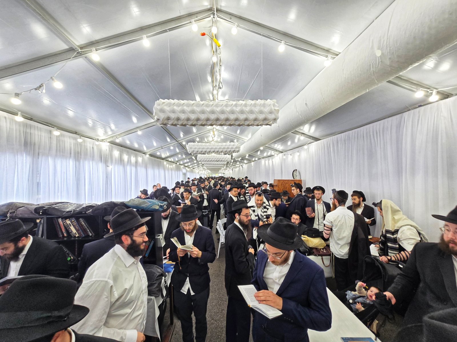 Davening in the Tent at 770